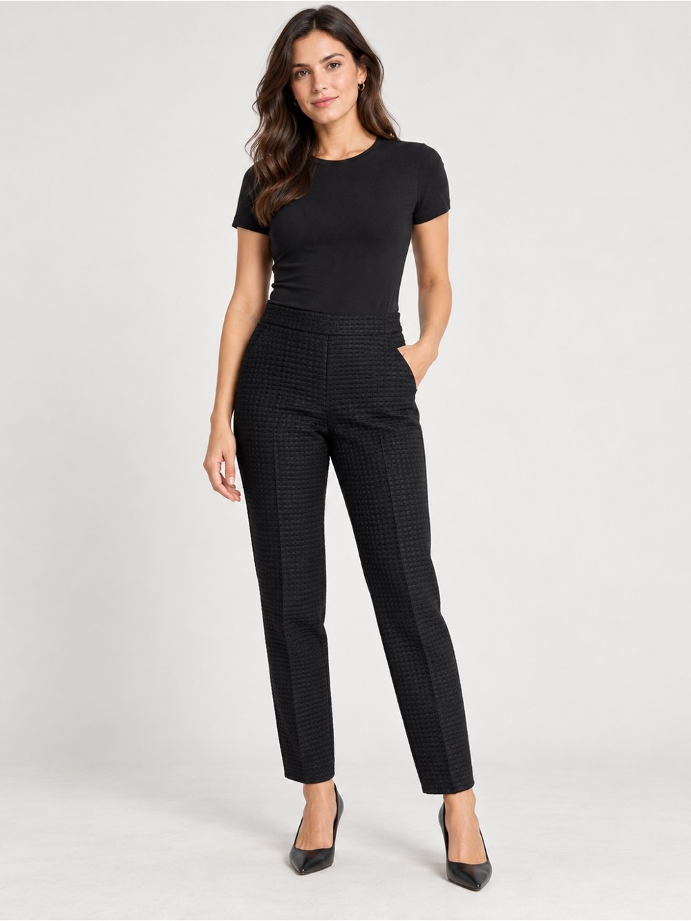 Akris Punto Black Textured Slim Straight Pants Size 8